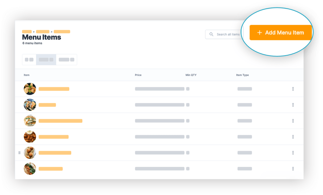 Honeycart catering order automation software - Menu Dashboard