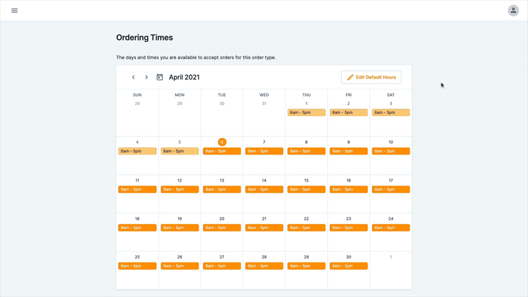 HoneyCart allowed Two Unique Catering to customize the days and times their customers could choose for pickup/delivery when they placed their catering orders online.