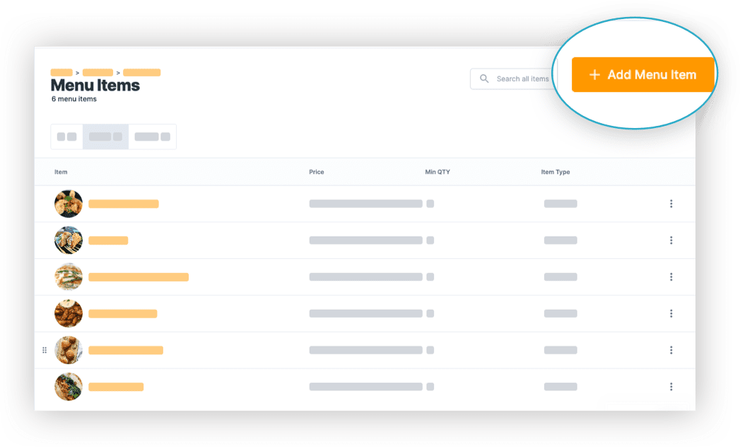 Honeycart catering order automation software - Menu Dashboard