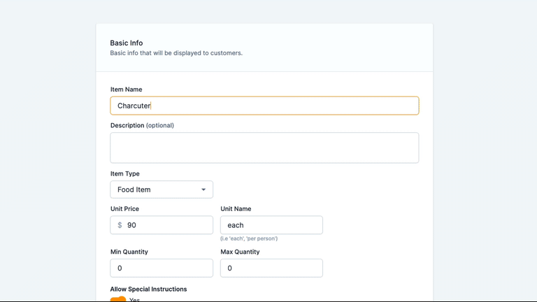 Manage your catering menu easily with HoneyCart catering order automation software