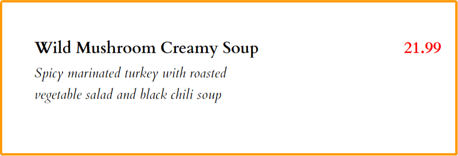 Catering Menu Pricing