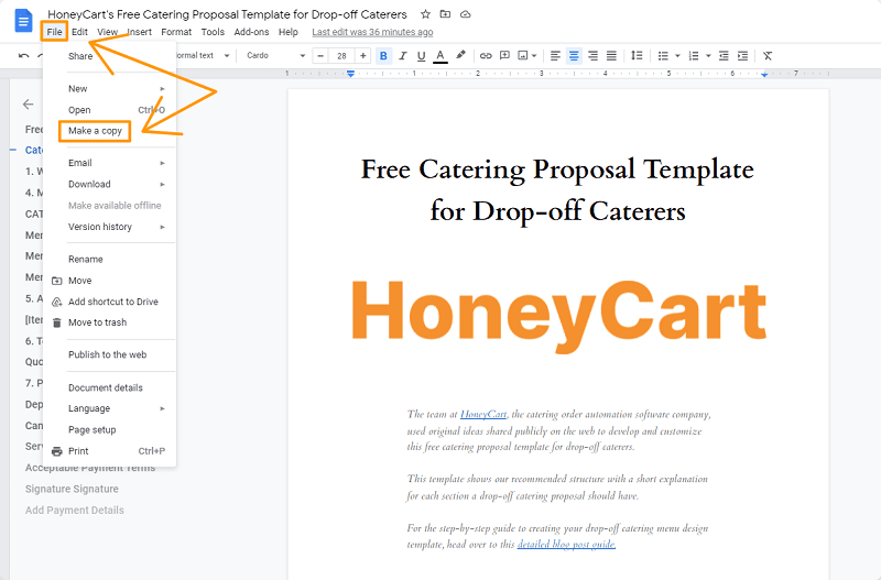 Catering Proposal Screenshot