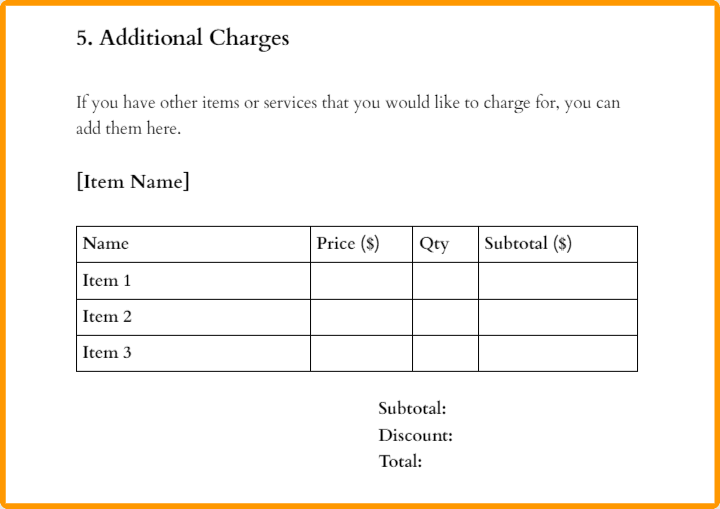 Additional charges